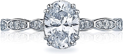 This image shows the setting with a 1.00ct oval cut center diamond. The setting can be ordered to accommodate any shape/size diamond listed in the setting details section below.