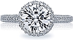 This image shows the setting with a 1.50ct round cut center diamond. The setting can be ordered to accommodate any shape/size diamond listed in the setting details section below.