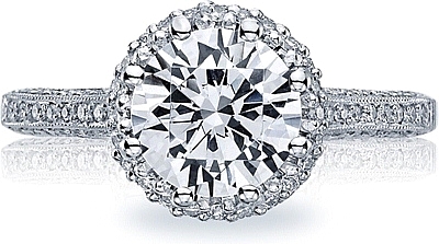 This image shows the setting with a 1.50ct round cut center diamond. The setting can be ordered to accommodate any shape/size diamond listed in the setting details section below.