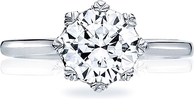 This image shows the setting with a 1.50ct round cut center diamond. The setting can be ordered to accommodate any shape/size diamond listed in the setting details section below.