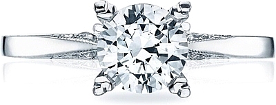 This image shows the setting with a 1.00ct round cut center diamond. The setting can be ordered to accommodate any shape/size diamond listed in the setting details section below.
