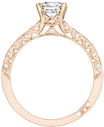 This image shows the setting with a 1.00ct princes cut center diamond. The setting can be ordered to accommodate any shape/size diamond listed in the setting details section below.