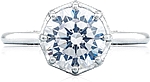 This image shows the setting with a 1.50ct round brilliant cut center diamond. The setting can be ordered to accommodate any shape/size diamond listed in the setting details section below.
