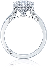 This image shows the setting with a 1.50ct round brilliant cut center diamond. The setting can be ordered to accommodate any shape/size diamond listed in the setting details section below.