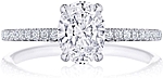 This image shows the setting with a 1.00ct oval cut center diamond. The setting can be ordered to accommodate any shape/size diamond listed in the setting details section below.