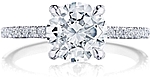 This image shows the setting with a 1.50ct round brilliant cut center diamond. The setting can be ordered to accommodate any shape/size diamond listed in the setting details section below.