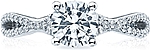 This image shows the setting with a 1.00ct round cut center diamond. The setting can be ordered to accommodate any shape/size diamond listed in the setting details section below.