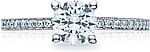 This image shows the setting with a .80ct round cut center diamond. The setting can be ordered to accommodate any shape/size diamond listed in the setting details section below.