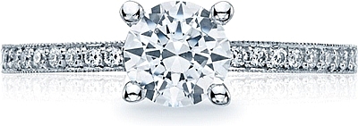 This image shows the setting with a .80ct round cut center diamond. The setting can be ordered to accommodate any shape/size diamond listed in the setting details section below.