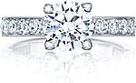 This image shows the setting with a 1.50ct round cut center diamond. The setting can be ordered to accommodate any shape/size diamond listed in the setting details section below.