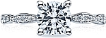 This image shows the setting with a 1.00ct round cut center diamond. The setting can be ordered to accommodate any shape/size diamond listed in the setting details section below.