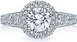 This image shows the setting with a 1.00ct round cut center diamond. The setting can be ordered to accommodate any shape/size diamond listed in the setting details section below.