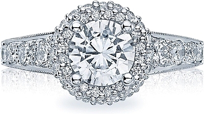 This image shows the setting with a 1.00ct round cut center diamond. The setting can be ordered to accommodate any shape/size diamond listed in the setting details section below.