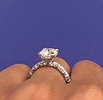 This image shows the setting with a 1.90ct round brilliant cut center diamond. The setting can be ordered to accommodate any shape/size diamond listed in the setting details section below.