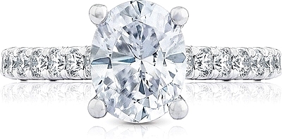 This image shows the setting with a 1.25ct oval cut center diamond. The setting can be ordered to accommodate any shape/size diamond listed in the setting details section below.