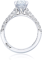This image shows the setting with a 1.25ct oval cut center diamond. The setting can be ordered to accommodate any shape/size diamond listed in the setting details section below.