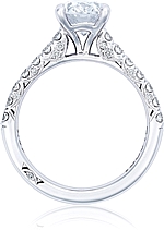This image shows the setting with a 2.00ct oval cut center diamond. The setting can be ordered to accommodate any shape/size diamond listed in the setting details section below. This is the 2.5mm version.