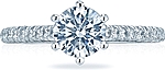 This image shows the setting with a 1.00ct round cut center diamond. The setting can be ordered to accommodate any shape/size diamond listed in the setting details section below.