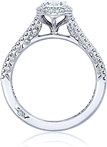 This image shows the setting with a 1.00ct oval cut center diamond. The setting can be ordered to accommodate any shape/size diamond listed in the setting details section below.