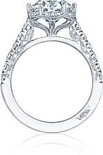 This image shows the setting with a 2.00ct round cut center diamond. The setting can be ordered to accommodate any shape/size diamond listed in the setting details section below.