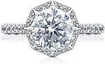 This image shows the setting with a 1.50ct round brilliant cut center diamond. The setting can be ordered to accommodate any shape/size diamond listed in the setting details section below.