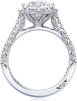 This image shows the setting with a 1.50ct round brilliant cut center diamond. The setting can be ordered to accommodate any shape/size diamond listed in the setting details section below.