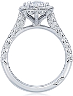 This image shows the setting with a 1.00ct round brilliant cut center diamond. The setting can be ordered to accommodate any shape/size diamond listed in the setting details section below.

