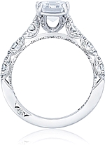 This image shows the setting with a 1.50ct emerald cut center diamond. The setting can be ordered to accommodate any shape/size diamond listed in the setting details section below.