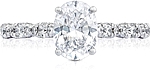 This image shows the setting with a 1.25ct oval cut center diamond. The setting can be ordered to accommodate any shape/size diamond listed in the setting details section below.