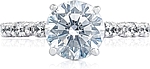 This image shows the setting with a 1.90ct round brilliant cut center diamond. The setting can be ordered to accommodate any shape/size diamond listed in the setting details section below.