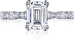 This image shows the setting with a 1.50ct emerald cut center diamond. The setting can be ordered to accommodate any shape/size diamond listed in the setting details section below.