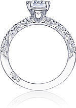 This image shows the setting with a 1.50ct emerald cut center diamond. The setting can be ordered to accommodate any shape/size diamond listed in the setting details section below.