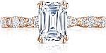 This image shows the setting with a 1.25ct emerald cut center diamond. The setting can be ordered to accommodate any shape/size diamond listed in the setting details section below.