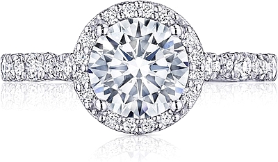 This image shows the setting with a 1.50ct round brilliant cut center diamond. The setting can be ordered to accommodate any shape/size diamond listed in the setting details section below.