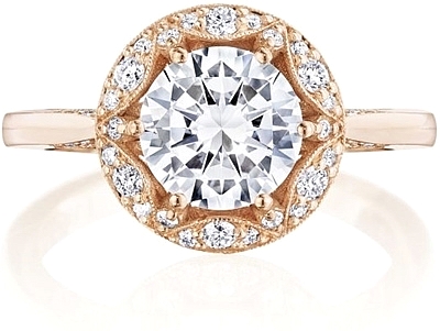 This image shows the setting with a 1.50ct round brilliant cut center diamond. The setting can be ordered to accommodate any shape/size diamond listed in the setting details section below.