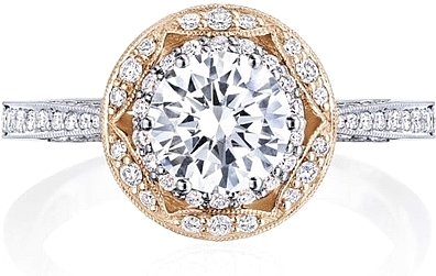 This image shows the setting with a 1.00ct round brilliant cut center diamond. The setting can be ordered to accommodate any shape/size diamond listed in the setting details section below.