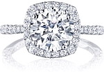 This image shows the setting with a 1.50ct round brilliant cut center diamond. The setting can be ordered to accommodate any shape/size diamond listed in the setting details section below.