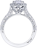 This image shows the setting with a 1.50ct round brilliant cut center diamond. The setting can be ordered to accommodate any shape/size diamond listed in the setting details section below.