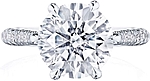 This image shows the setting with a 1.50ct round brilliant cut center diamond. The setting can be ordered to accommodate any shape/size diamond listed in the setting details section below.
