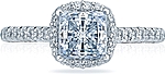 This image shows the setting with a 1.00ct princess cut center diamond. The setting can be ordered to accommodate any shape/size diamond listed in the setting details section below.