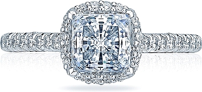 This image shows the setting with a 1.00ct princess cut center diamond. The setting can be ordered to accommodate any shape/size diamond listed in the setting details section below.