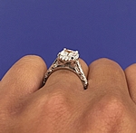 This image shows the setting with a 1.00ct princess cut center diamond. The setting can be ordered to accommodate any shape/size diamond listed in the setting details section below.