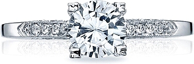 This image shows the setting with a .80ct round cut center diamond. The setting can be ordered to accommodate any shape/size diamond listed in the setting details section below.