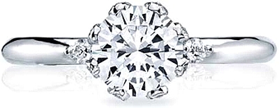 This image shows the setting with a 1.00ct round cut center diamond. The setting can be ordered to accommodate any shape/size diamond listed in the setting details section below.