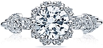 This image shows the setting with a 1.00ct round cut center diamond. The setting can be ordered to accommodate any shape/size diamond listed in the setting details section below.