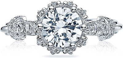 This image shows the setting with a 1.00ct round cut center diamond. The setting can be ordered to accommodate any shape/size diamond listed in the setting details section below.
