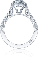This image shows the setting with a 1.00ct round brilliant cut center diamond. The setting can be ordered to accommodate any shape/size diamond listed in the setting details section below.