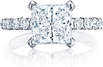 This image shows the setting with a 3.00ct princess cut center diamond. The setting can be ordered to accommodate any shape/size diamond listed in the setting details section below.