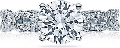 This image shows the setting with a 1.50ct round cut center diamond. The setting can be ordered to accommodate any shape/size diamond listed in the setting details section below.