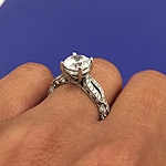This image shows the setting with a 1.25ct cushion cut center diamond.